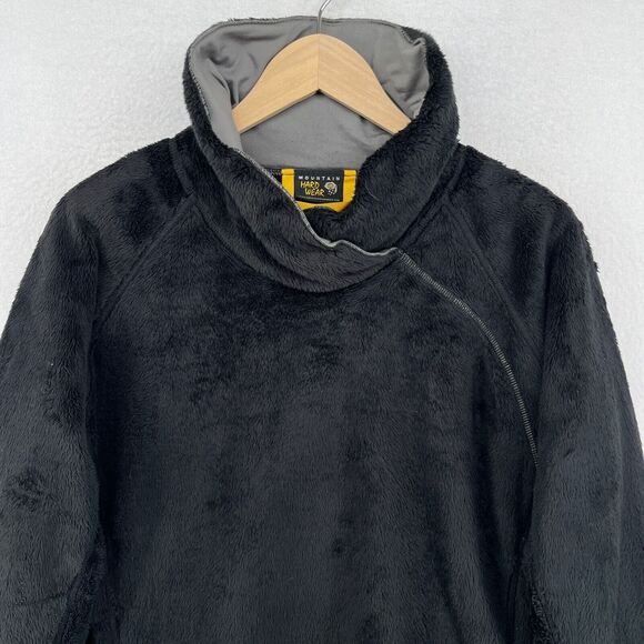 MOUNTAIN HARDWEAR Sweatshirt Womens L Sherpa Fleece High Collar Deep Pile Black - Picture 3 of 15